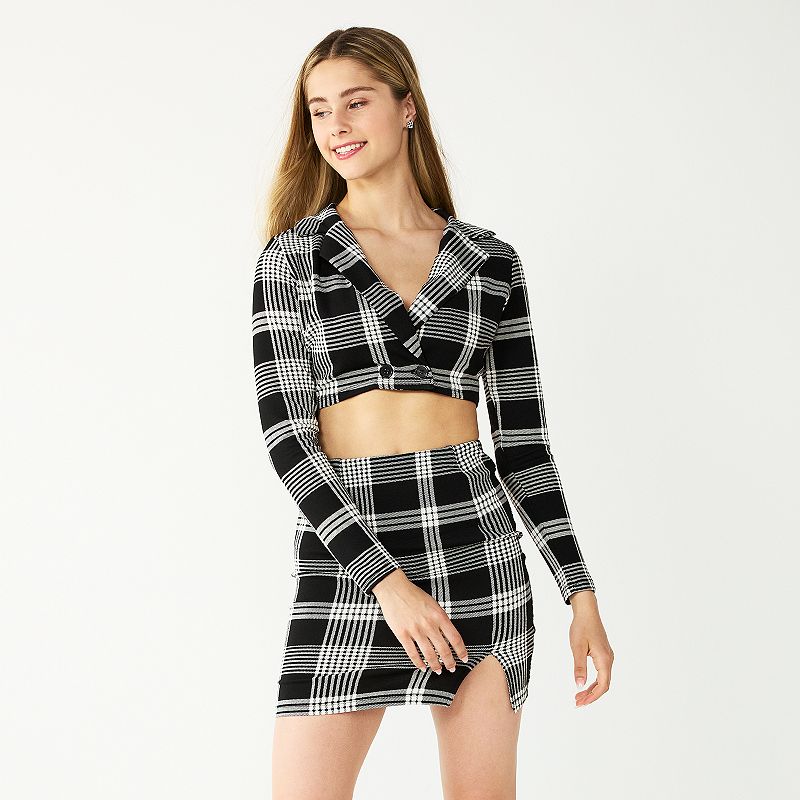 70362937 Juniors Almost Famous Plaid Mini Skirt and Cropped sku 70362937