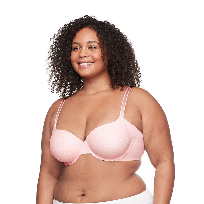 Warners No Side Effects® Seamless Underarm-Smoothing Comfort Underwire Lightly Lined T-Shirt Bra RA3061A, Women's, Size: 42 C, Blush Petals