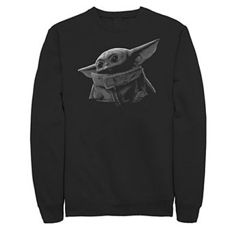 Big & Tall Star Wars The Mandalorian The Child Black & Grey Portrait Sweatshirt