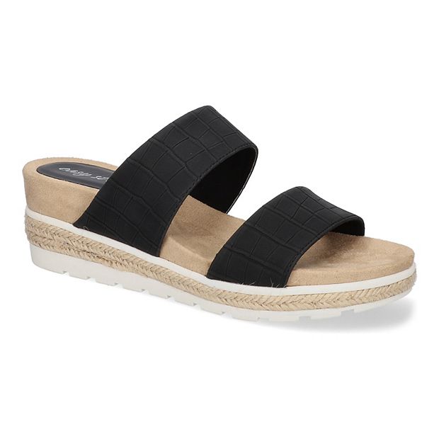 Women's Black Wedge Sandals