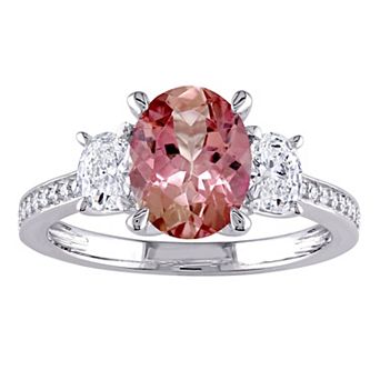 Stella Grace 14k White Gold Pink Tourmaline & 5/8 Carat T.W. Diamond 3-Stone Engagement Ring