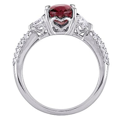 Stella Grace 14k White Gold Pink Tourmaline & 5/8 Carat T.W. Diamond 3-Stone Engagement Ring