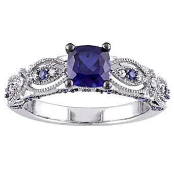 Stella Grace 10k White Gold Lab-Created Blue Sapphire & Diamond Accent Vintage Engagement Ring