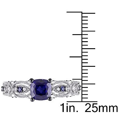 Stella Grace 10k White Gold Lab-Created Blue Sapphire & Diamond Accent Vintage Engagement Ring
