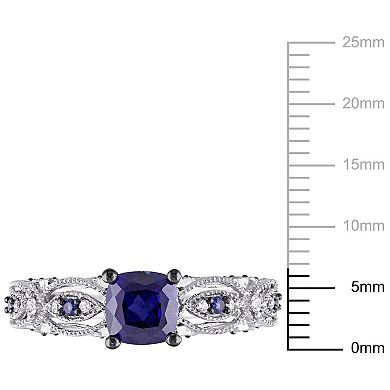 Stella Grace 10k White Gold Lab-Created Blue Sapphire & Diamond Accent Vintage Engagement Ring