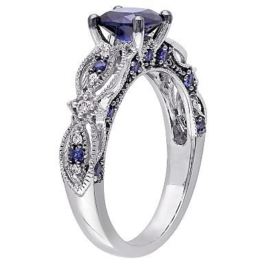 Stella Grace 10k White Gold Lab-Created Blue Sapphire & Diamond Accent Vintage Engagement Ring
