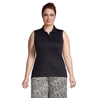 Plus Size Lands' End Sleeveless Supima Cotton Polo Top
