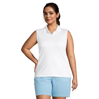 Plus Size Lands' End Sleeveless Supima Cotton Polo Top