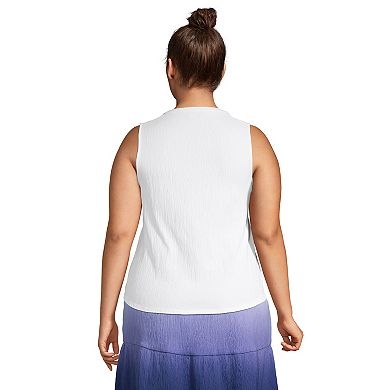 Plus Size Lands' End Crinkle Button Front Tank Top