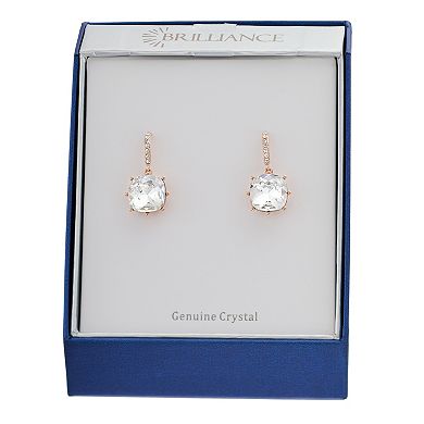 Brilliance Rose Gold Tone Crystal Drop Earrings