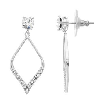 Brilliance Silver Tone Marquise Crystal Drop Earrings