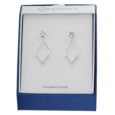 Brilliance Silver Tone Marquise Crystal Drop Earrings
