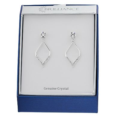 Brilliance Silver Tone Marquise Crystal Drop Earrings