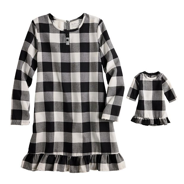 Black and white buffalo plaid nightgown hot sale