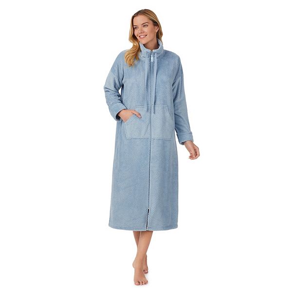Women's Stan Herman Dimple Plush Cowlneck Zip Robe