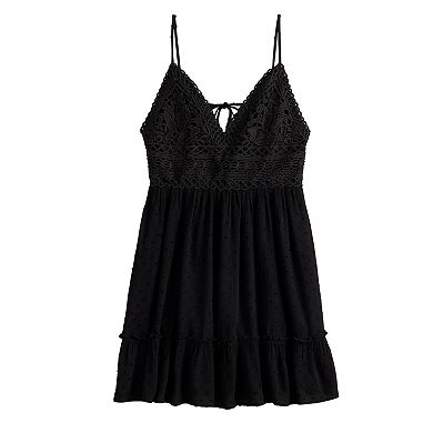 Juniors' Speechless Crochet Top Skater Dress