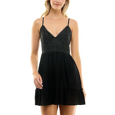 Juniors' Speechless Crochet Top Skater Dress