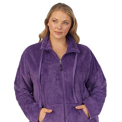 Plus Size Stan Herman Dimple Plush Cowlneck Zip Robe