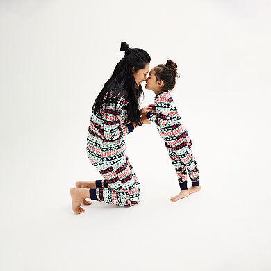 Girls 4-16 Jammies For Your Families?? Christmas Morning Fairisle Top & Fleece Bottoms Pajama Set
