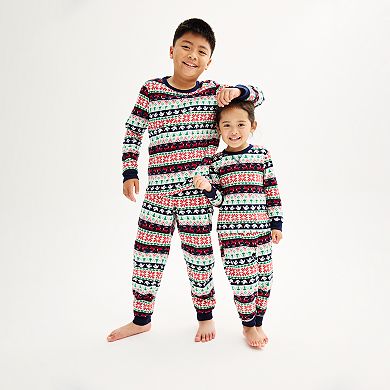 Girls 4-16 Jammies For Your Families?? Christmas Morning Fairisle Top & Fleece Bottoms Pajama Set