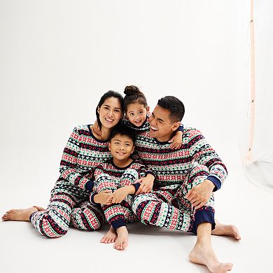 Girls 4-16 Jammies For Your Families?? Christmas Morning Fairisle Top & Fleece Bottoms Pajama Set