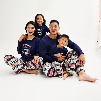 Kids 4-16 Jammies For Your Families® Christmas Morning Top & Fairisle Fleece Bottoms Pajama Set
