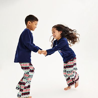 Kids 4-16 Jammies For Your Families® Christmas Morning Top & Fairisle Fleece Bottoms Pajama Set