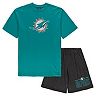 Men's Concepts Sport Aqua/Heathered Charcoal Miami Dolphins Big & Tall T-Shirt & Shorts Set