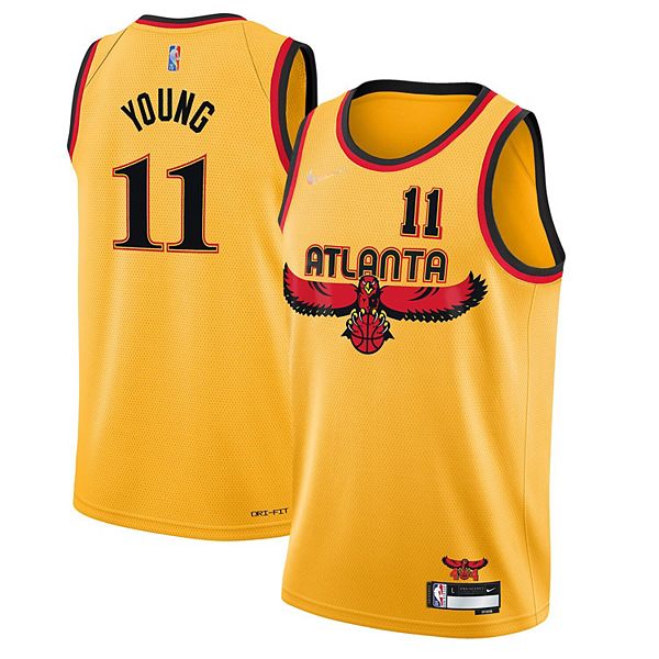 Trae Young Yellow Atlanta Hawks Game-Used #11 City Jersey vs. Washington  Wizards on April 6 2022 - 30 Pts 11 Ast - Size 44+4