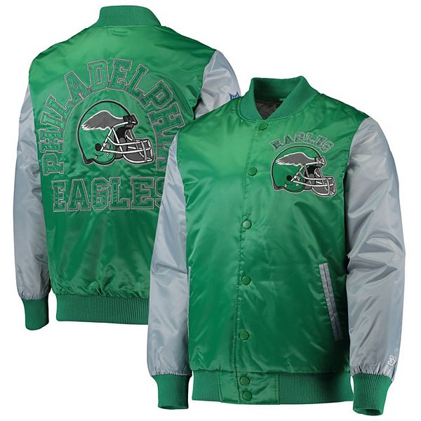 Men's Starter White/Kelly Green New York Jets Clean Up Throwback Varsity  Full-Snap Jacket