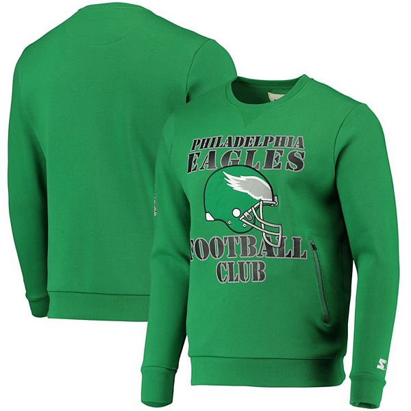 Official PhiladelphiaEagles Clothing Merch Store Shop New Era Kelly Green Philadelphia  Eagles Big & Tall Throwback Colorblock Sweatshirts - Snowshirt