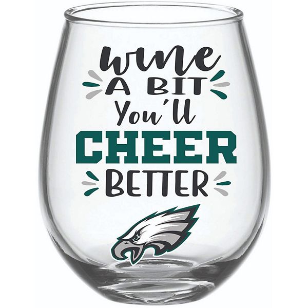 EVERGREEN ENTERPRISES INC. Philadelphia Eagles Team 17oz. Boxed Stemless  Wine Glass Gift Set