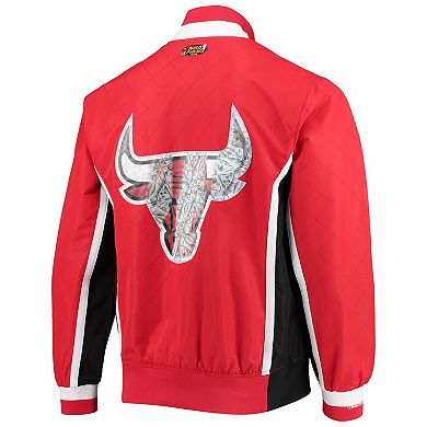Men's Chicago Bulls Red Mitchell & Ness Hardwood Classics 75th Anniversary Authentic Warmup Full-Snap Jacket
