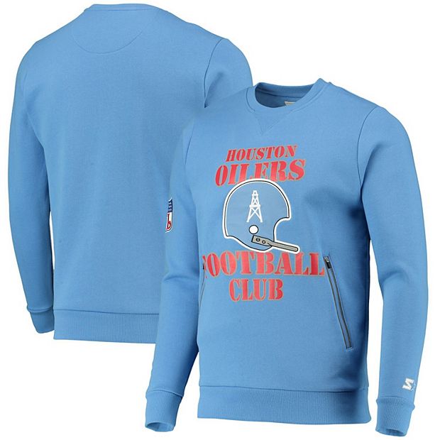 Starter Houston Oilers Crew Neck Sweatshirt with Zip Pockets L / Oilers Light Blue Mens Sportswear