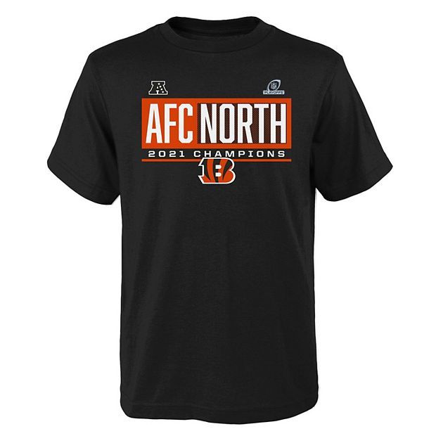 Youth Fanatics Branded Black Cincinnati Bengals 2021 AFC North Division  Champions Blocked Favorite T-Shirt