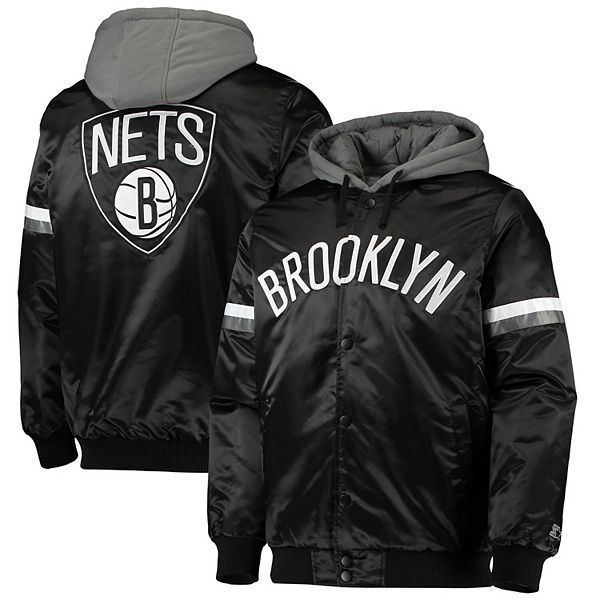 Men's Starter Black/Gray Brooklyn Nets NBA 75th Anniversary Full-Snap ...
