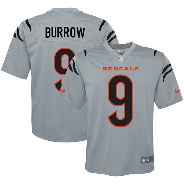 Youth Nike Joe Burrow Gray Cincinnati Bengals Inverted Team Game Jersey