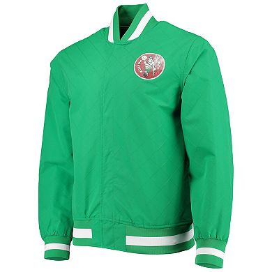 Men's Boston Celtics Kelly Green Mitchell & Ness Hardwood Classics 75th Anniversary Authentic Warmup Full-Snap Jacket