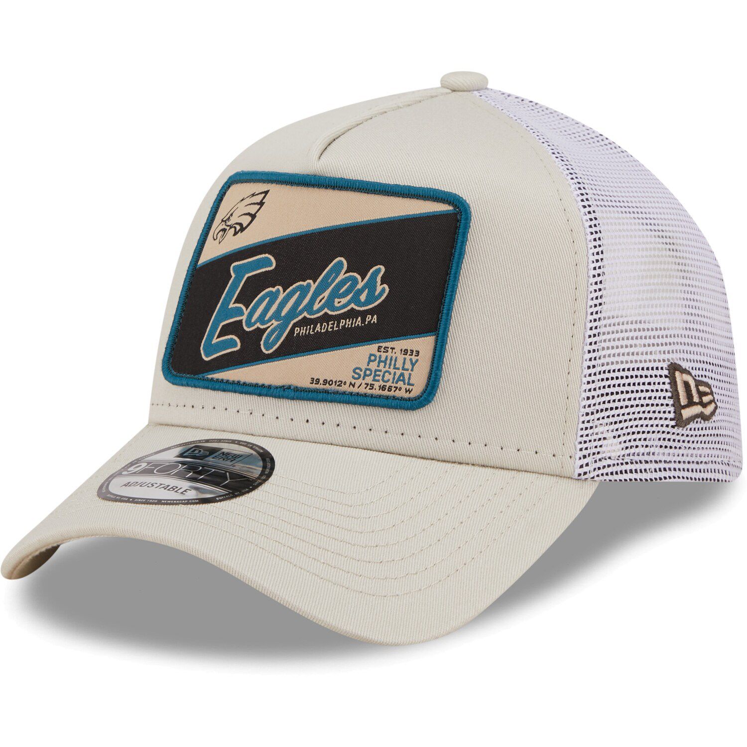 Philadelphia Eagles New Era Striped A-Frame 9FIFTY Trucker Snapback Hat -  White/Black