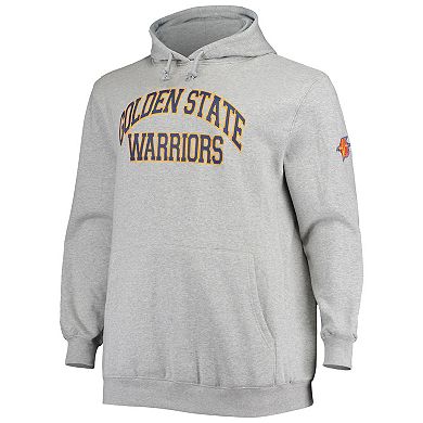 Men's Mitchell & Ness Baron Davis Heathered Gray Golden State Warriors Big & Tall Name & Number Pullover Hoodie