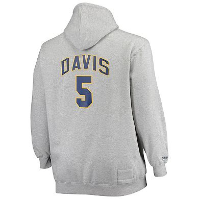 Men's Mitchell & Ness Baron Davis Heathered Gray Golden State Warriors Big & Tall Name & Number Pullover Hoodie