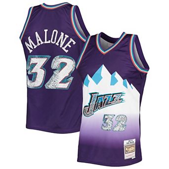 Men's Mitchell & Ness Karl Malone Purple Utah Jazz 1996-97 Hardwood Classics 75th Anniversary Diamond Swingman Jersey