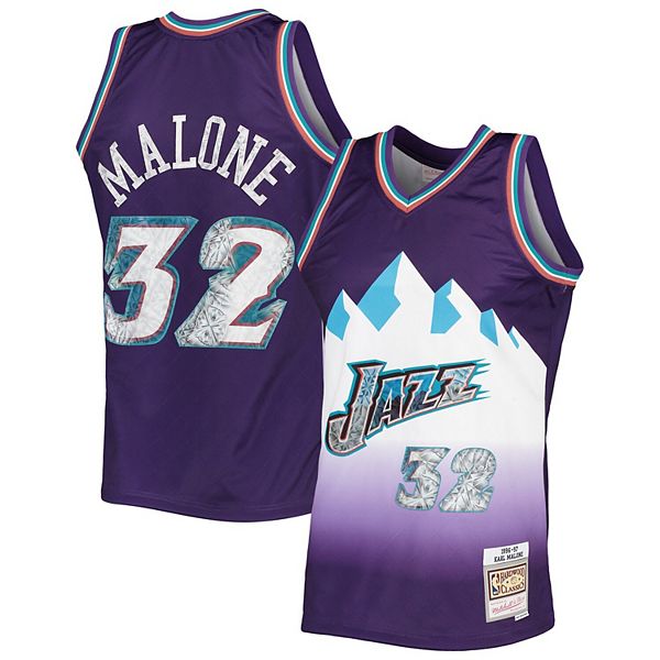 Utah Jazz Karl Malone 1996-97 Hardwood Classics Road Swingman Jersey By  Mitchell & Ness - Purple - Youth