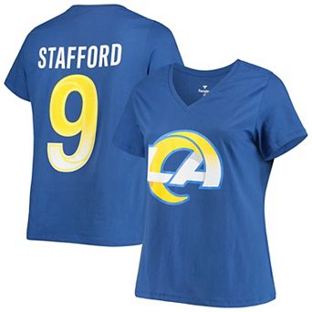 Women's Fanatics Branded Matthew Stafford Royal Los Angeles Rams Plus Size Player Name & Number V-Neck T-Shirt