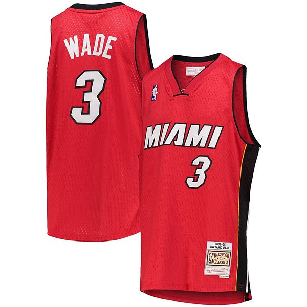 Men's Mitchell & Ness Dwyane Wade Black/Red Miami Heat Sublimated