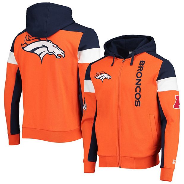 Men's Starter Orange/Navy Denver Broncos Logo Extreme Full-Zip Hoodie