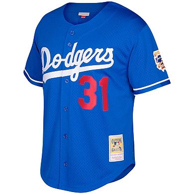 Men's Mitchell & Ness Mike Piazza Royal Los Angeles Dodgers Big & Tall Cooperstown Collection Mesh Button-Up Jersey