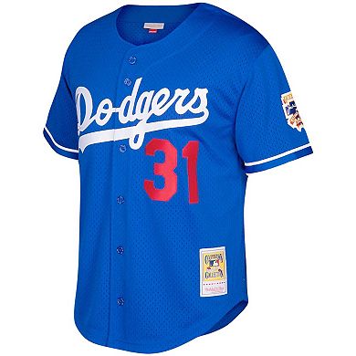 Men's Mitchell & Ness Mike Piazza Royal Los Angeles Dodgers Big & Tall Cooperstown Collection Mesh Button-Up Jersey