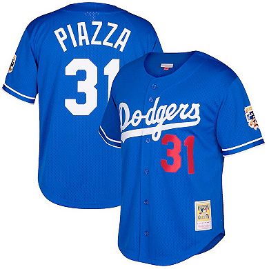Men's Mitchell & Ness Mike Piazza Royal Los Angeles Dodgers Big & Tall Cooperstown Collection Mesh Button-Up Jersey