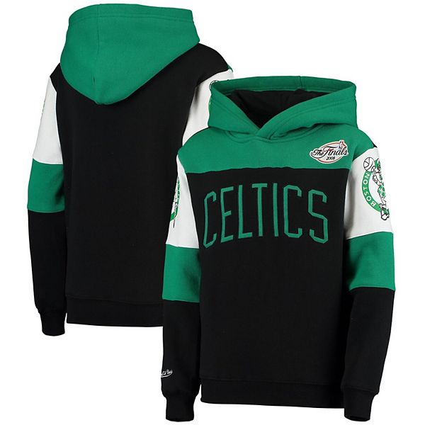 Men's Boston Celtics Mitchell & Ness Black Hardwood Classics Colorblock Pullover  Hoodie